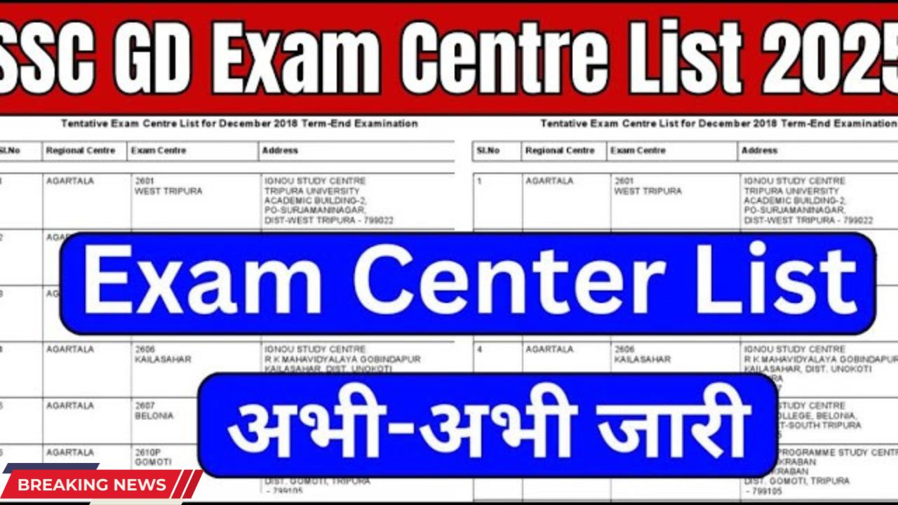 SSC GD exam centre list